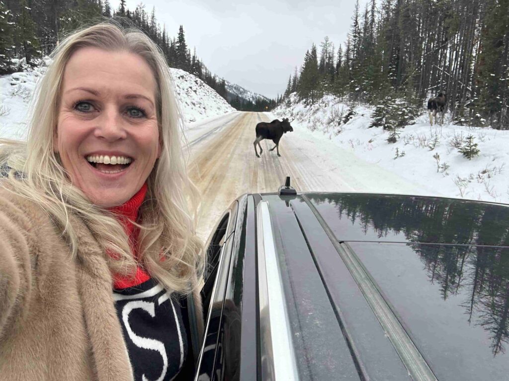 Else op wintersport in Jasper Canada met wildlife